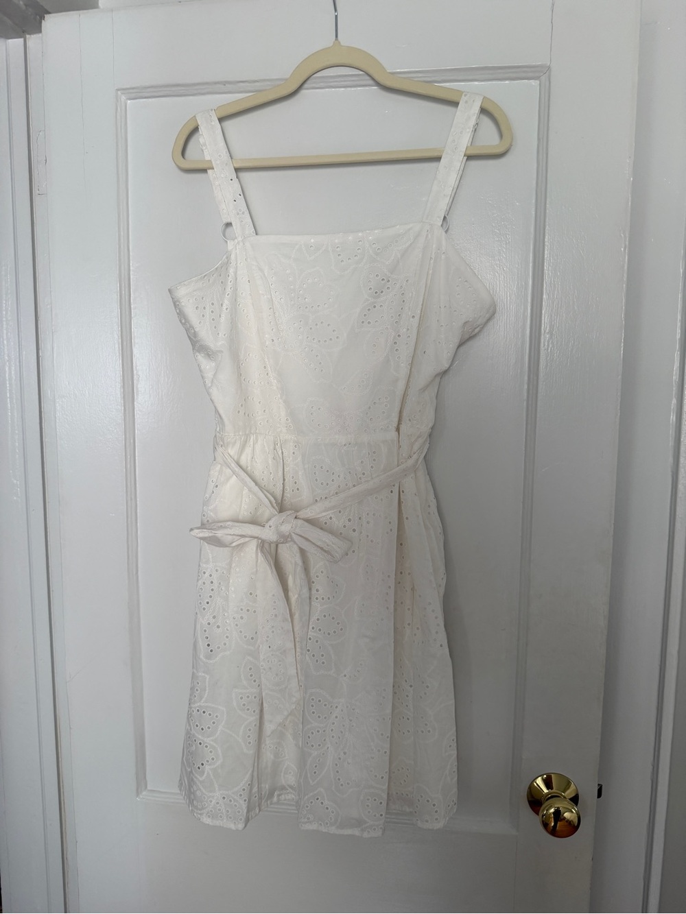 Calypso St. Barth White Eyelet Mini Dress with Tie Waist